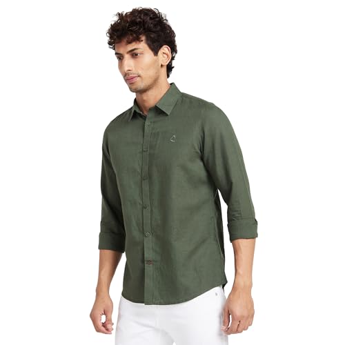 Image of Being Human Grey Slim Straight Fit Regular Collar Long Sleeves Men's Shirt Clothing
