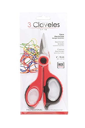 Electric Protective Scissors Micro-Serrated 15 Cm - 6" Red - 3