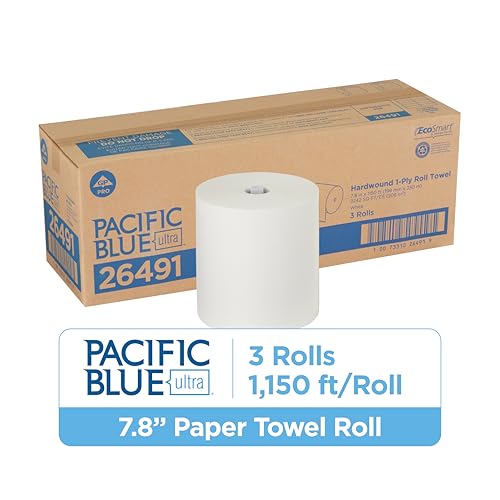Image of Pacific Blue Ultra 8'' High-Capacity Recycled Paper Towel Rolls by GP PRO (Georgia-Pacific), White, 26491, 1,150 Linear Feet Per Roll, 3 Rolls Per Case