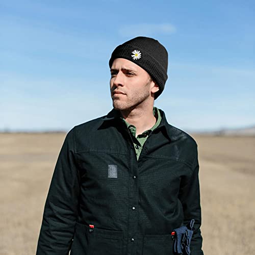 Traqueu Embroidered Daisy Black Fisherman Beanie Watch Cap Knit Winter Hat Skull Cap #TOP3