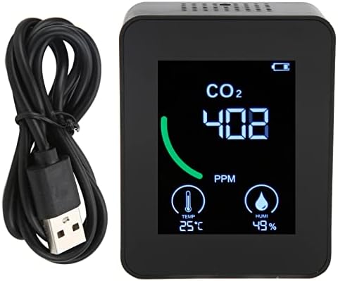 3 in 1 Air Quality Monitor, Intelligent CO2 Detector with Data Storage, High Accuracy Thermometer, Hygrometer, Air Quality Monitoring Meter for Indoor Air Quality(Black)