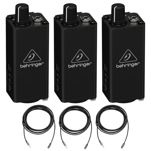 Behringer Powerplay PM1 Personal in-Ear Monitor Belt-Pack 3- Bundle with 3X 6 Stereo Mini Male to Female Cable