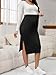 MARI GABRIEL Women's Maternity Sweater Skirt Ribbed Knit Stretchy Elastic Waist Over Belly Slit Pregnancy Bodycon Pencil Midi Skirts Small Black