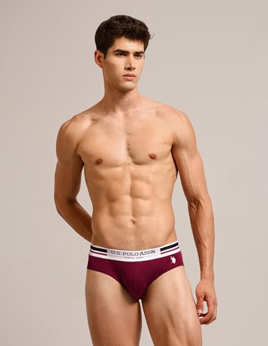 Image of U.S. Polo ASSN. Men's I006 Elasticized Waist Pure Cotton Underwear Briefs - Pack of 5