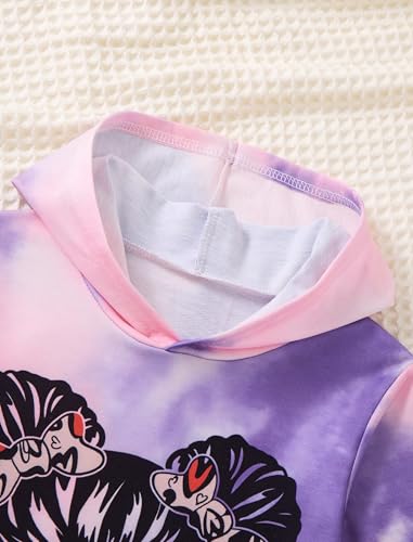 Image of Girls 2 Pcs Fall Winter Tie Dye & Leggings Outfits For Teens 5-14 | 2026 Girls Fashion Trendy, Long Sleeve Hoodie, Cool Life Print, Patchwork Pants, Back to School Holiday Tracksuit