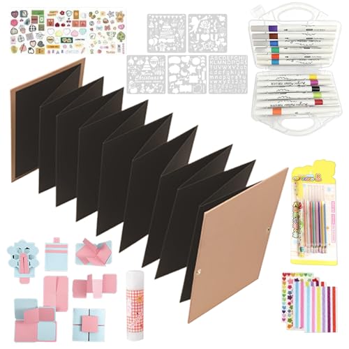 Álbum de recortes plegable de Accordion, álbum de fotos de papel de tapa dura, álbum elástico plegable hecho a mano para entusiastas, diarios de arte, planificadores de, viajes de boda