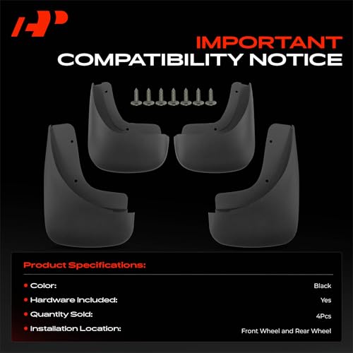 Image of A-Premium Mud Flaps Compatible with Audi | for Audi A4 2005-2008 Sedan, No Drilling Required Mud Guards with Hardware Accessories, Set of 4 Front and Rear