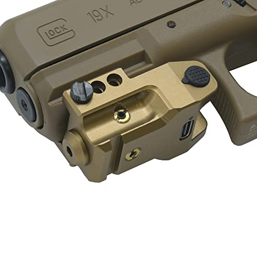 HiLight SS10B Blue Laser Tactical Sight for Pistols Handguns Low Profile Military Aircraft-Grade Aluminum TAN Powered by Micro USB Rechargeable Battery