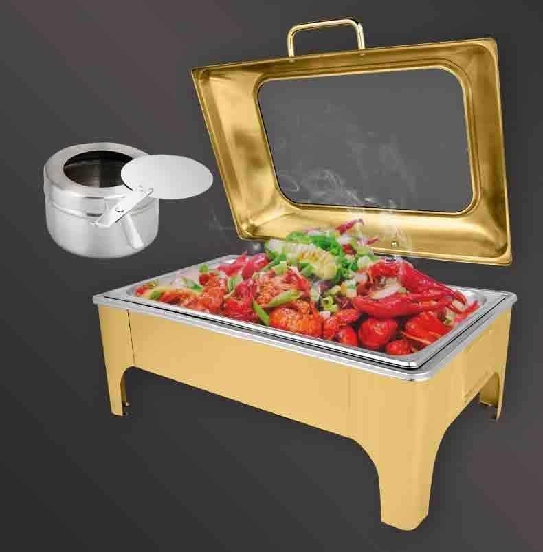 Stufa a buffet con copertura in vetro idraulico con conservazione del calore per catering professionale ed eventi