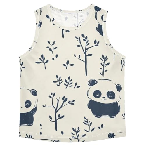 Bolaz Boys Athletic Quick Dry Tank Top Sleeveless Workout T Shirts Age 11-15,Panda Bear Print - Main Image