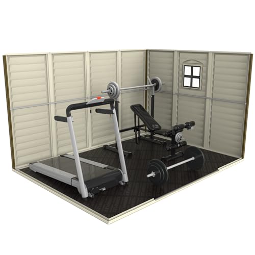 WoodSide 10 x 8 (8.02 m2) Plastic Garden Shed with 3 Fixed Windows & Metal Foundation Kit & EverMore 4 x 6 (1.98 m2) Plastic Garden Storage Shed, All-Weather Outdoor Storage Solution - Image 6