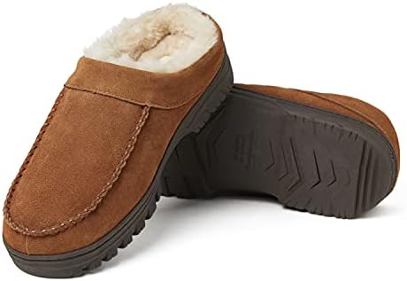 Dearfoams Men's Reed Suede Clog Slipper, Chestnut, 13 | Image 1