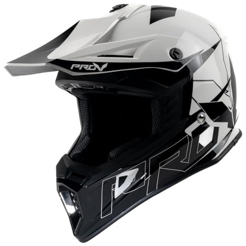Motoblouz   Casco de cross para moto SKUD DALLAS para adulto, color blanco y negro, aprobación ECE