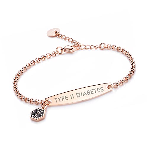 Linnalove - Pulsera Rolo de identificación médica para emergencias, para mujer, con cadena simple Cover