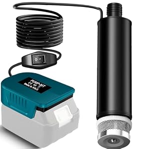 BAT20TL 635GPH Tauchpumpe für Makita 18V Akku, kabellose Wasserpumpe mit Sedimentfilter, 100W Batteriebetrieben Transferpumpe mit hohem Durchfluss für Pool, Garten, Wanne, Camping, Entleerung (nackte