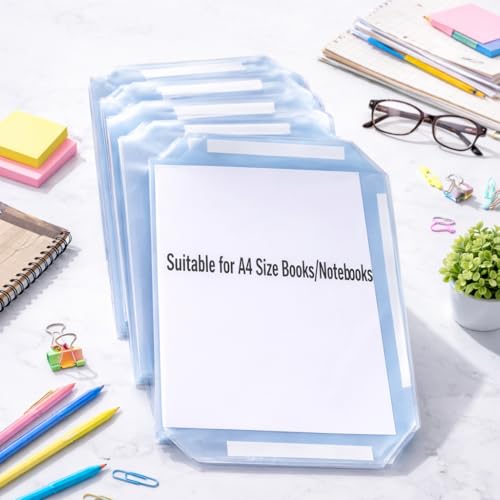 Radiance Self Adhesive Book Cover for A4 Long Notebook & Register, Transparent Waterproof Plastic Protector, 35 x 24 x 1.5 cm, Pack of 10