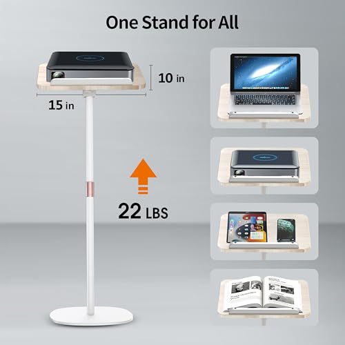 Image of NAMON 2-in-1 Dual-use Floor & Desktop Book Stand, Sturdy Metal & Wood Build, Height Adjustable from 16.5 inch to 51 inch, Floor Reading Stand for Sheet Music, Cookbooks, Projector (White, 10 inch x 15 inch Panel)