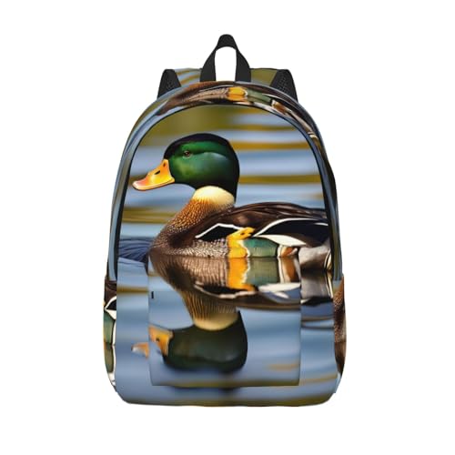 mallard duck Printed backpack, travel bag, canvas shoulder bag, canvas casual lightweight backpack