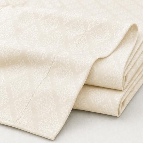Image of DECOR2ADMIRE 400 TC Cotton Bedsheet with 2 Pillow Covers, Premium Damask Self Design Bed Sheet for Double Bed (Cream, Double King)