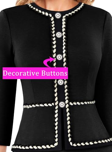 VFSHOW Womens 2024 Fall Winter Office Business Work Church Dresses Tweed Peplum Slimming Bodycon Pencil Sheath Dress3