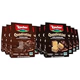 Loacker Quadratini Dark Chocolate & Double Choc Wafer Cookies Bundle - Premium Crispy Bite-Size Wafers - 30% Less Sugar - NON-GMO - LARGE Pack of 6 Each
