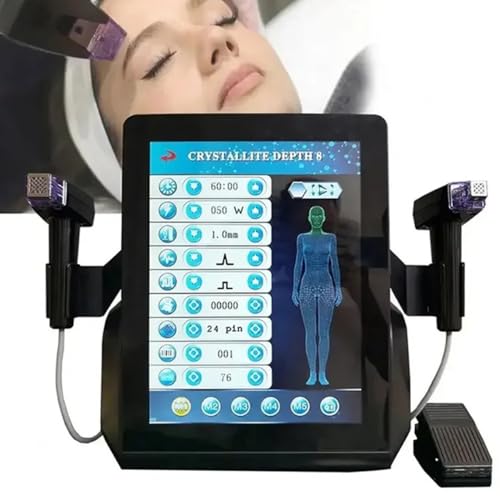 JMOUZHG Máquina de Belleza de microagujas para la eliminación de Cicatrices de acné, máquina de Estiramiento de la Piel con microagujas de 8 mm de Profundidad RF, para Cara y Cuerpo