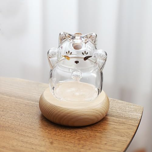 Hucha de gato transparente tarro para monedas pequeño contenedor decorativo de deseos 8