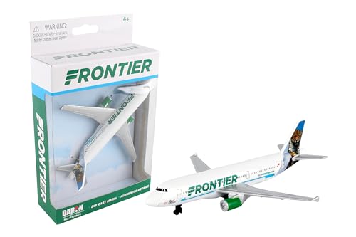 Daron Toy Airplane – Frontier Airlines – Die-Cast Metal Model Airplane Toy with Plastic Parts for Kids Ages 3+