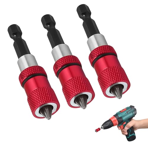 GVSS 3 Pièces Porte Embouts Magnétique Rouge avec Butée de Profondeur Réglable 1/4