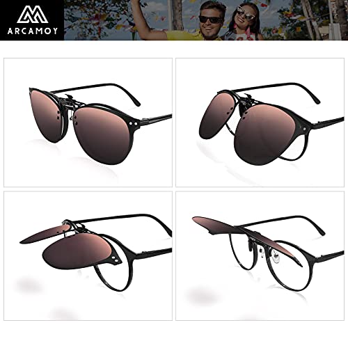 Image of Clip on Sunglasses Over Prescription Glasses Polarized Anti Glare Flip Up UV Protection Glasses For Men Women