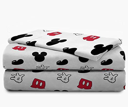 Image of Jay Franco Kids Sheet Set with Fitted, Flat Sheets & Pillow Cover - Ultra-Soft Bedding with Pillowcase for Room Decor, White - Mickey Mouse, 3 Piece Twin