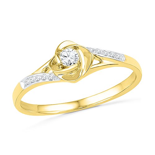 10KT Yellow Gold Round Diamond Promise Ring (1/10 cttw)
