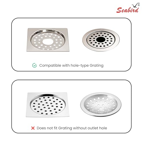 Image of SEABIRD 5-Inch Washing Machine Outlet Pipe Connector with Round Floor Drain Cover | Grating with ABS Elbow & Rubber Seal | Leak-Proof, Rust Resistant & Anti-Overflow for Bathroom & Laundry
