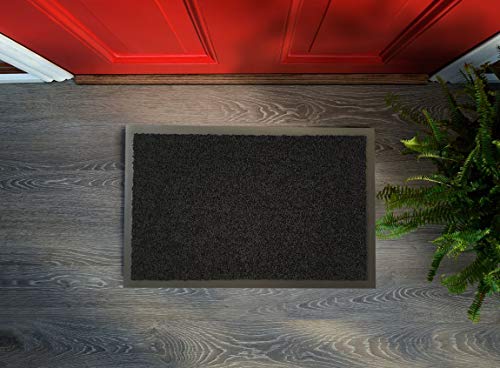 Paillasson Flori - Lavable et antidérapant - Facile d'entretien - Pour l'intérieur et l'extérieur - Noir - 40 x 60 cm