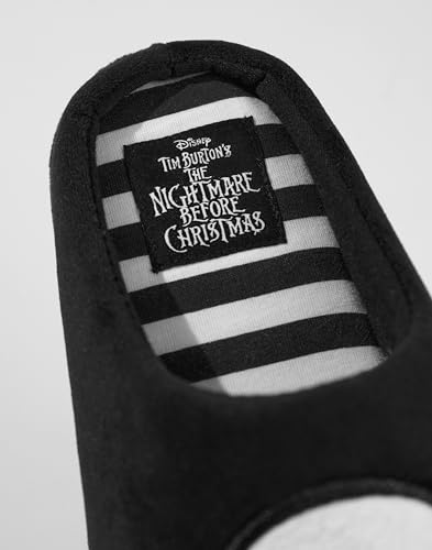 Disney The Nightmare Before Christmas Unisex Slippers | Adults Slip On Mules with Jack Skellington Character Face in Black 6