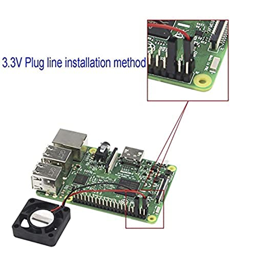 MakerHawk 2 x Mini Lüfter Bürstenlose Lüfter Kühler Trennschnittstelle DC 3,3 V 5 V 30x30x7 mm kompatibel mit Raspberry Pi 2B / 3B / 3B + / 4B und Pi Zero/Zero W – Bild 6