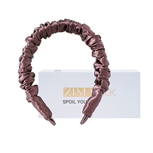 ZIMASILK 22 Momme Mulberry Silk Headband for Women,Solid Color Non-slip 100% Hairband Hair Accessories for Women and Girlsï¼ˆ1pcï¼Œgray purpleï¼‰