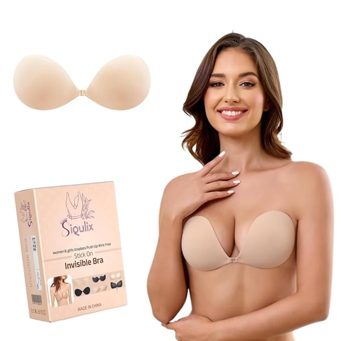 siqulix Adhesive Strapless Bra for Women Sticky Invisible Push up Silicone Bra for Backless Dress 2025 Upgraded Clasp Bras.-picture-12
