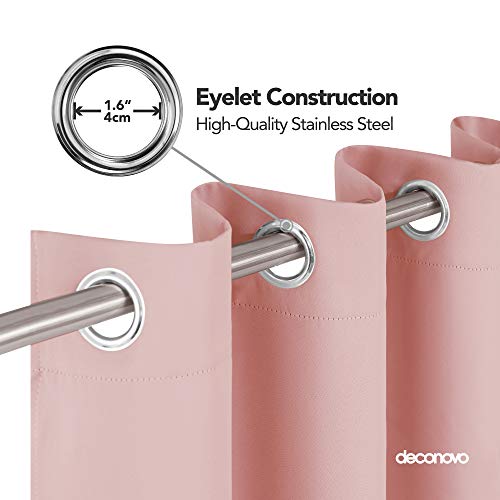 Image of Deconovo Blackout Curtains Thermal Insulated Curtains Eyelet Curtains for Bedroom Coral Pink W42 x L95 Inch One Pair