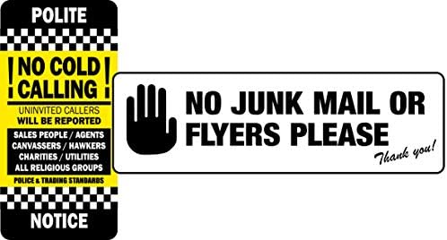 No Junk Mail Sign Sticker - No Cold Calling Sign Sticker - For Front Door Letter Box - Self Adhesive Vinyl Label Durable and Resistant Waterproof Heat proof Highly Indoor Outdoor (1 x No Cold Calling)