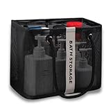 バッグ 温泉 バス プール サウナ 銭湯 風呂 スパ ジム 海水浴 ビーチ トラベル 旅行 アウトドア レジャー トート かばん 手提げ メッシュ 網 バスグッズ 洗面用具 ポータブル (ブラック)