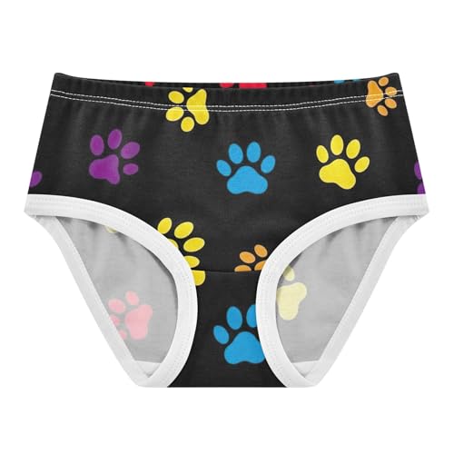 Multicolored Dog Paw Prints Black Little Girl Panties Toddlers Underwear Floral Cotton Florals Underpants Briefs 2t