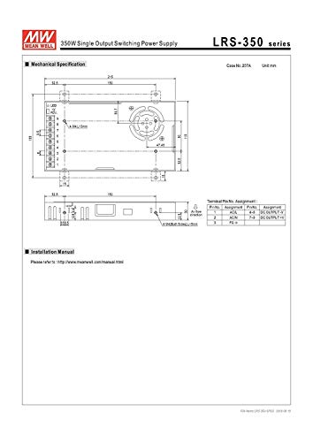 Image of Meanwell Mult-Equip Taiwan Power Supply: LRS-350-24, 350W 24VDC 24V 14.6A Ultra-Thin Power Switch