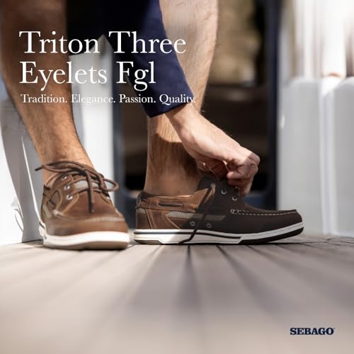 Sebago Triton Three Eyelets FGL Boat Shoes - Waxed Leather Moccasins with Breathable Mesh Lining, Comfy EVA Insole, and Strobel-Attached Rubber Outsole2