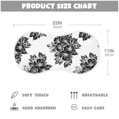 Blackflowers Elegant White Burp Cloths for Babies Burp Rag Cotton Spit Up Rag for Infant Newborn Baby4