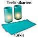 Produktbild 10 Stück - Teelicht-Karte/Windlichtkarte aus transparentem Kartonpapier - Türkis - - bemalbar und bedruckbar