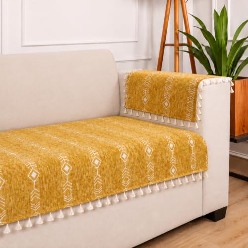STITCHNEST Chenille Sofa Cover 3 Seater + 2 Hand Rest Covers | Cl...