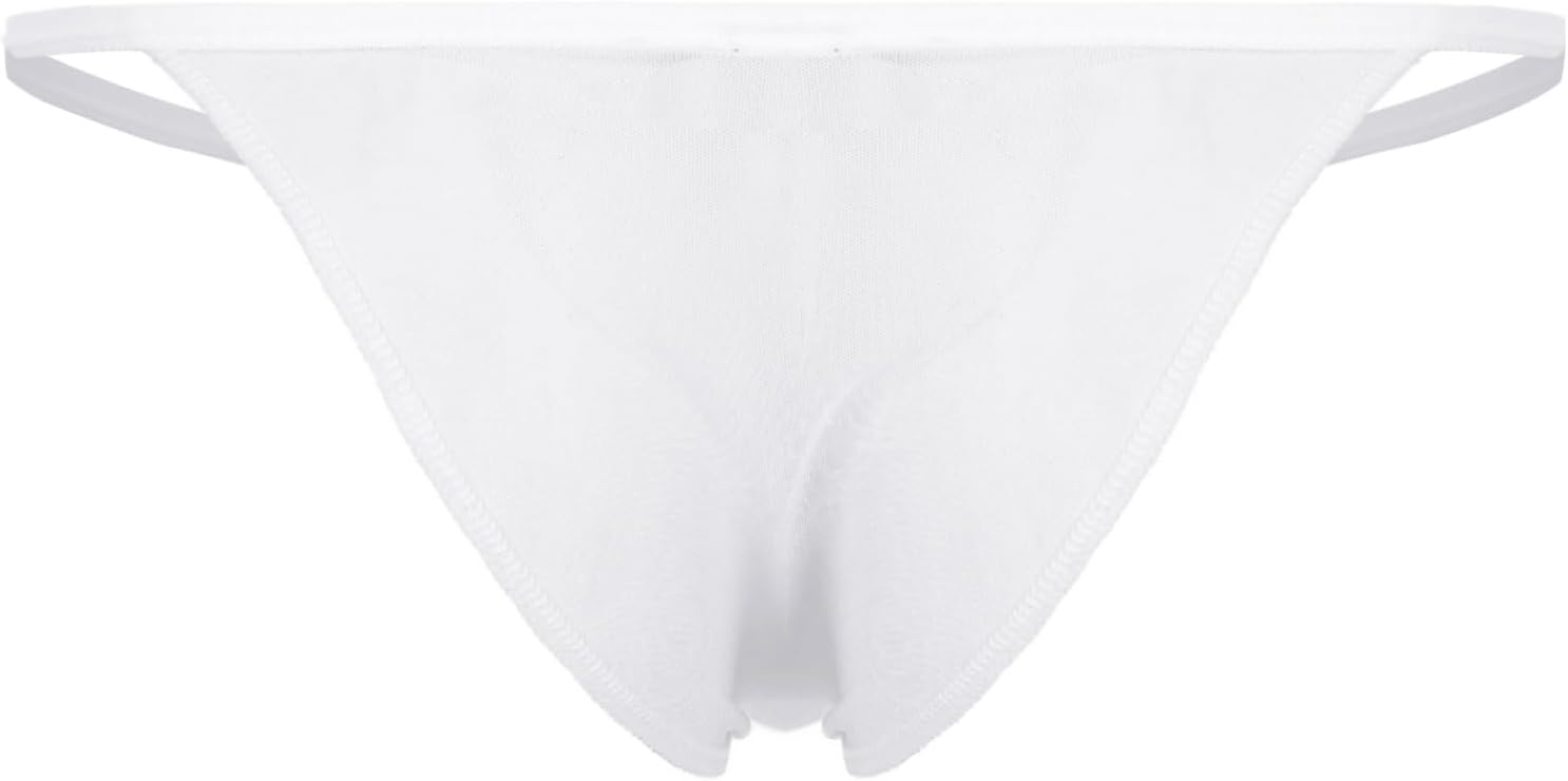 Men's See Through Mesh Bikini Briefs Elastic Spaghetti Band Low Waist Mini Underwear
