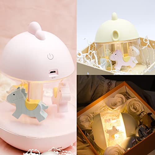 Carousel Music Box Led Night Light, Cute Baby Nursery Bedroom Lamp For Kids, Usb Rechargeable, 2 Light Modes & Brightness Adjustable, Cute Carousel Horse Music Night Lamp, Gift Toy For Kids (Yellow) #TOP6