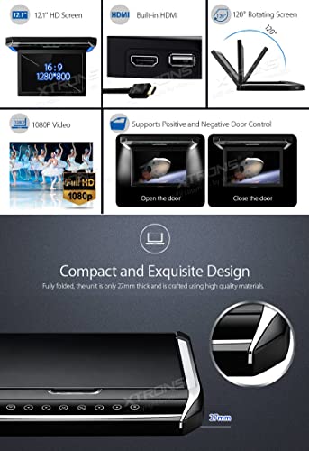 Xtrons CM121HD ® 12.1 Inch Car Overhead Player Roof Mounted Monitor Hdmi Port With 120° Max Open Angle thumb #1
